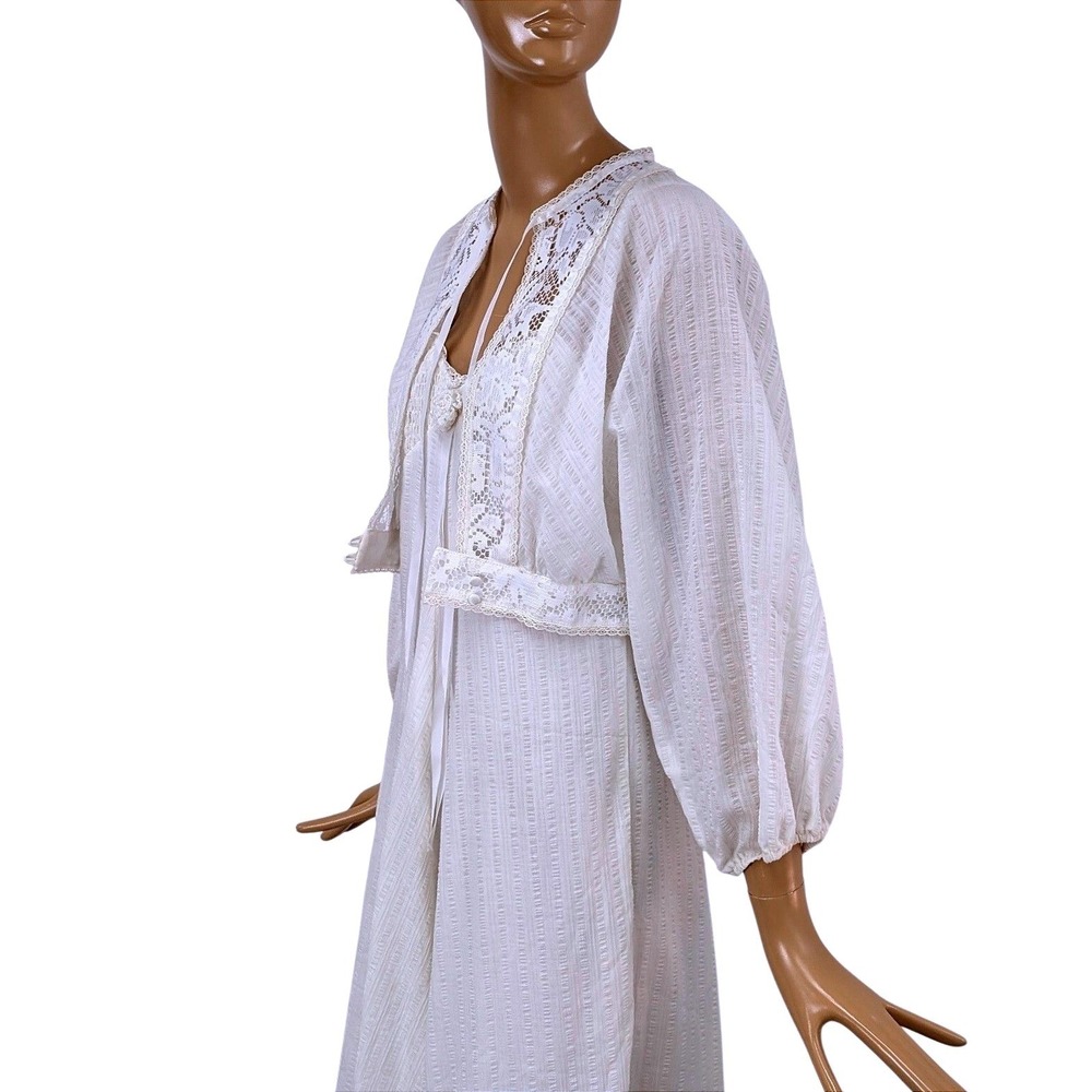 Vintage 70s Jody T of California White Lace Maxi Dress & Jacket Set Bridal Boho - Picture 8 of 10